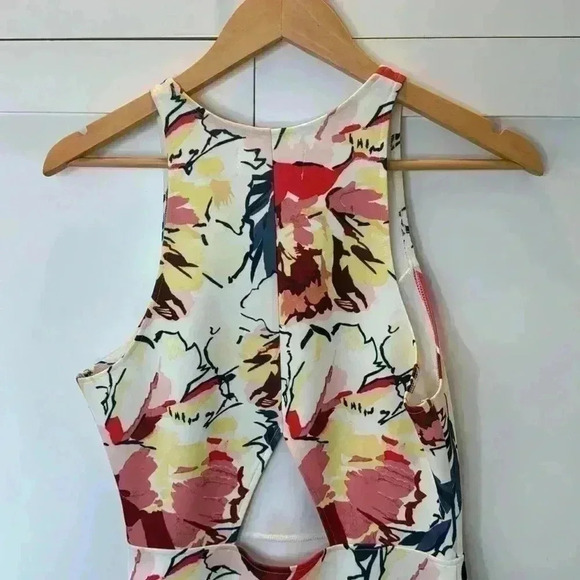 Vintage Abercrombie & Fitch Tank Floral Summer Dress size: L yellow pink white - Picture 6 of 8